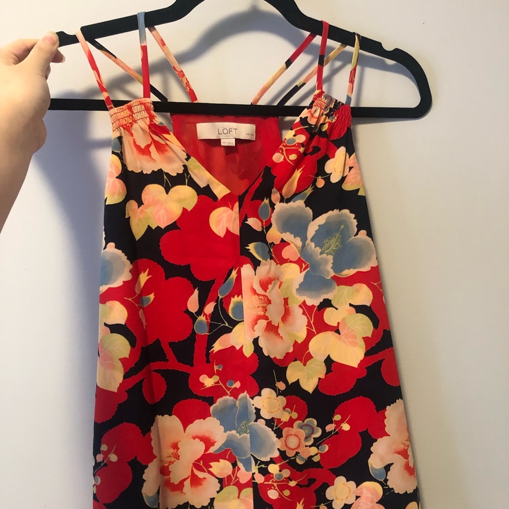 Flowy Red Floral Loft Tank Top